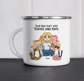 Personalized Enamel Mug - Coffee and cats